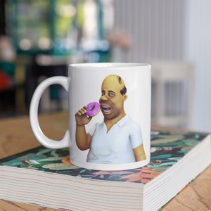 The Simpsons | Homer Simpson eating a Donut | Funny 11oz White Glossy Mug | Perfect Gift for The Simpsons and Homer Fans