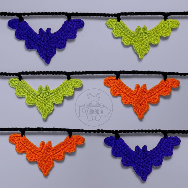 Bat Halloween Garland | Crochet Pattern | Digital PDF Download | DIY Home Decor • Fall Crafts • Spooky Holiday • Handmade Gift • Tutorial