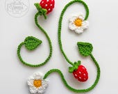 Strawberry Bookmark Set | Crochet Pattern | Digital PDF Download | Tutorial • Fruit Amigurumi • Flower Motif • DIY Gift • Cottagecore