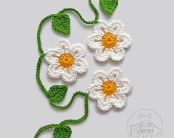 Flower Garland | Crochet Pattern | Digital PDF Download | Easy Tutorial • Floral Decor • Spring Craft • DIY Gift • Wall Hanging • Leaf Motif