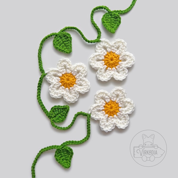 Flower Garland | Crochet Pattern | Digital PDF Download | Easy Tutorial • Floral Decor • Spring Craft • DIY Gift • Wall Hanging • Leaf Motif