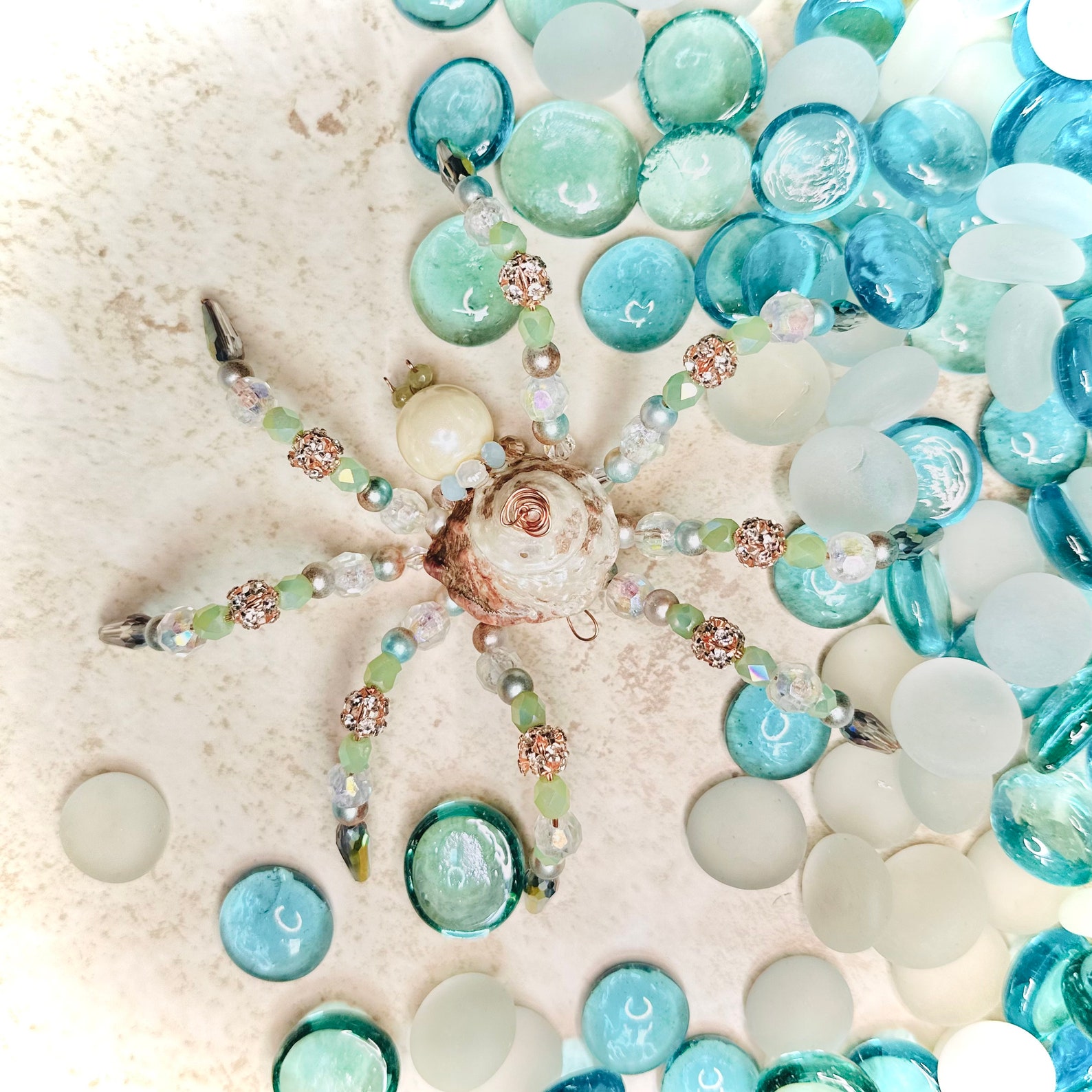 Nature Inspired Beaded Spider With Real California Seashell - Etsy