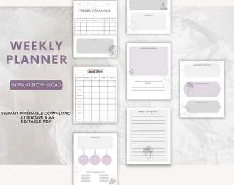 weekly planner | planner for adults | digital planner | printable planner | digital weekly plan | weekly journal | personal planner