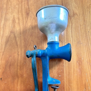 Vintage German food mill for nuts or seeds, cast iron and aluminum