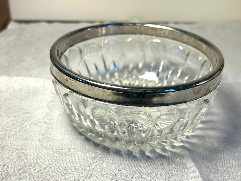 Vintage Cut Crystal Candy Bowl With Stainless Rim - Etsy