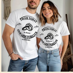 Personalized Wedding Day Couple Shirt, Unisex Softstyle T-Shirt, Bride and Groom Matching Tee, Mr and Mrs Shirts, Honeymoon Tops