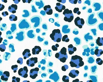 Designer stof blauw donkerblauw groenblauw katoen eend print draperie bekleding
