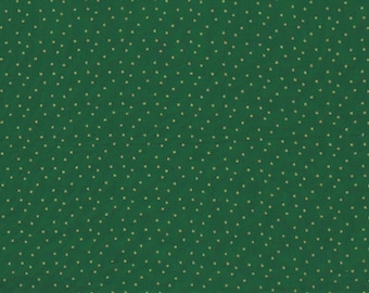 Designer Fabric 100% Cotton Quilting Green Gold Stars 45"