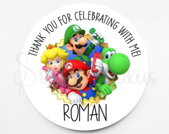 Super Mario Birthday Stickers | Personalized Mario Stickers | Custom Stickers | Stickers For Every Occasion | Goody Bag Stickers