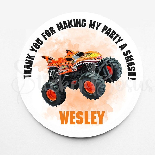 Monster Truck Birthday Stickers | Personalized Monster Truck Stickers | Custom Stickers | Stickers For Every Occasion | Goody Bag Stickers