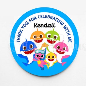 Baby Shark Birthday Stickers | Personalized Baby Shark Stickers ...