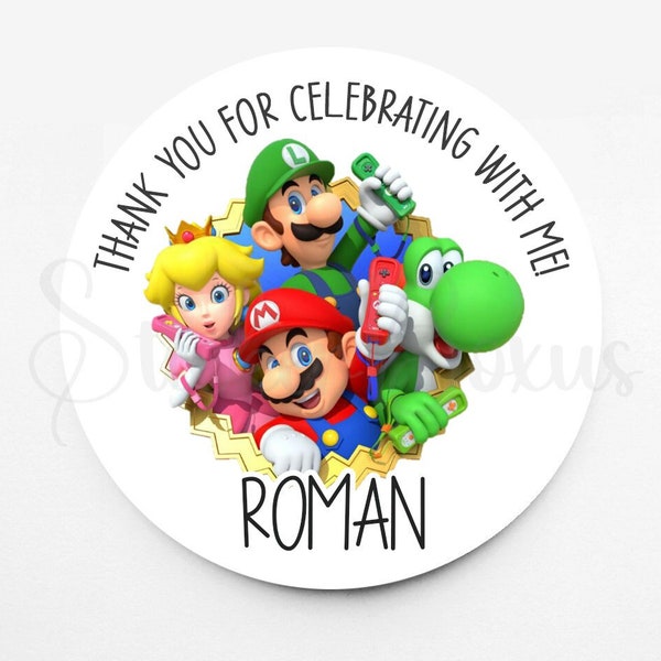 Super Mario Birthday Stickers | Personalized Mario Stickers | Custom Stickers | Stickers For Every Occasion | Goody Bag Stickers