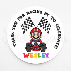 Mario Kart Birthday Stickers | Personalized Stickers | Custom Stickers | Stickers For Every Occasion | Favor Stickers