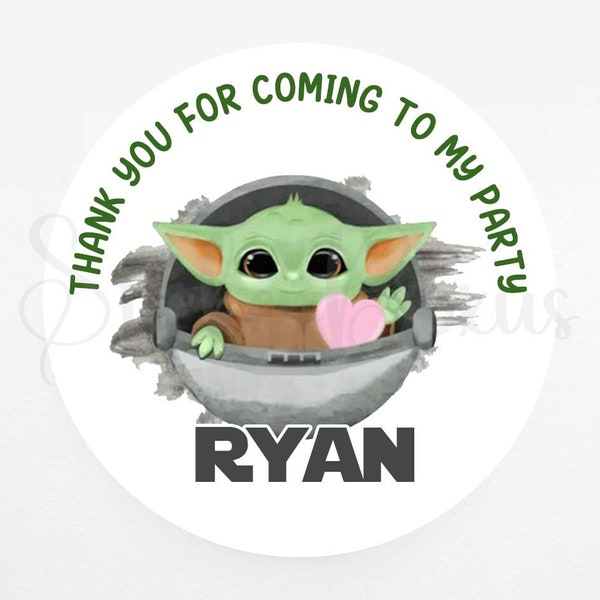 Baby Yoda Birthday Stickers | Personalized Stickers | Custom Stickers | Stickers For Every Occasion | Goody Bag Stickers