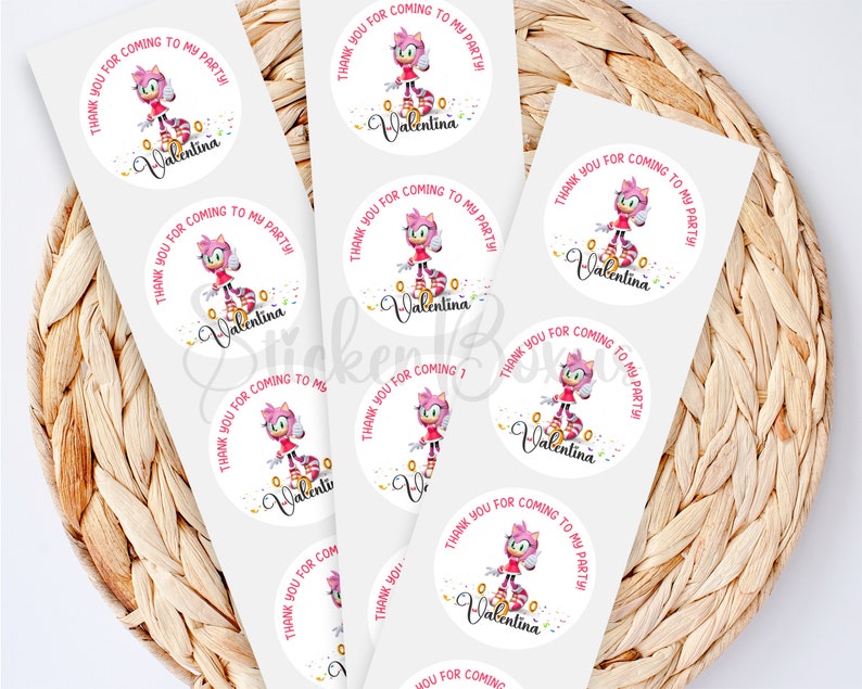 Amy Rose Birthday Stickers | Personalized Sonic Stickers | Custom ...