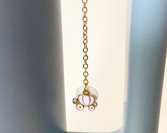 Accesorio de la Copa Stanley de Cenicienta, regalo de boda personalizado de Stanley, cadena para vaso con forma de carruaje de calabaza, dije colorido para taza para niños