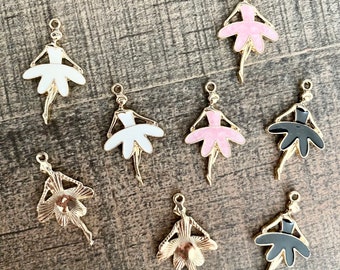 Accesorio para taza con dije de bailarina pequeña Stanley Charm de bailarina rosa Charm de bailarina con tutú blanco Charm de taza de bailarina Leotardo negro Accesorio para taza de baile Bailarina