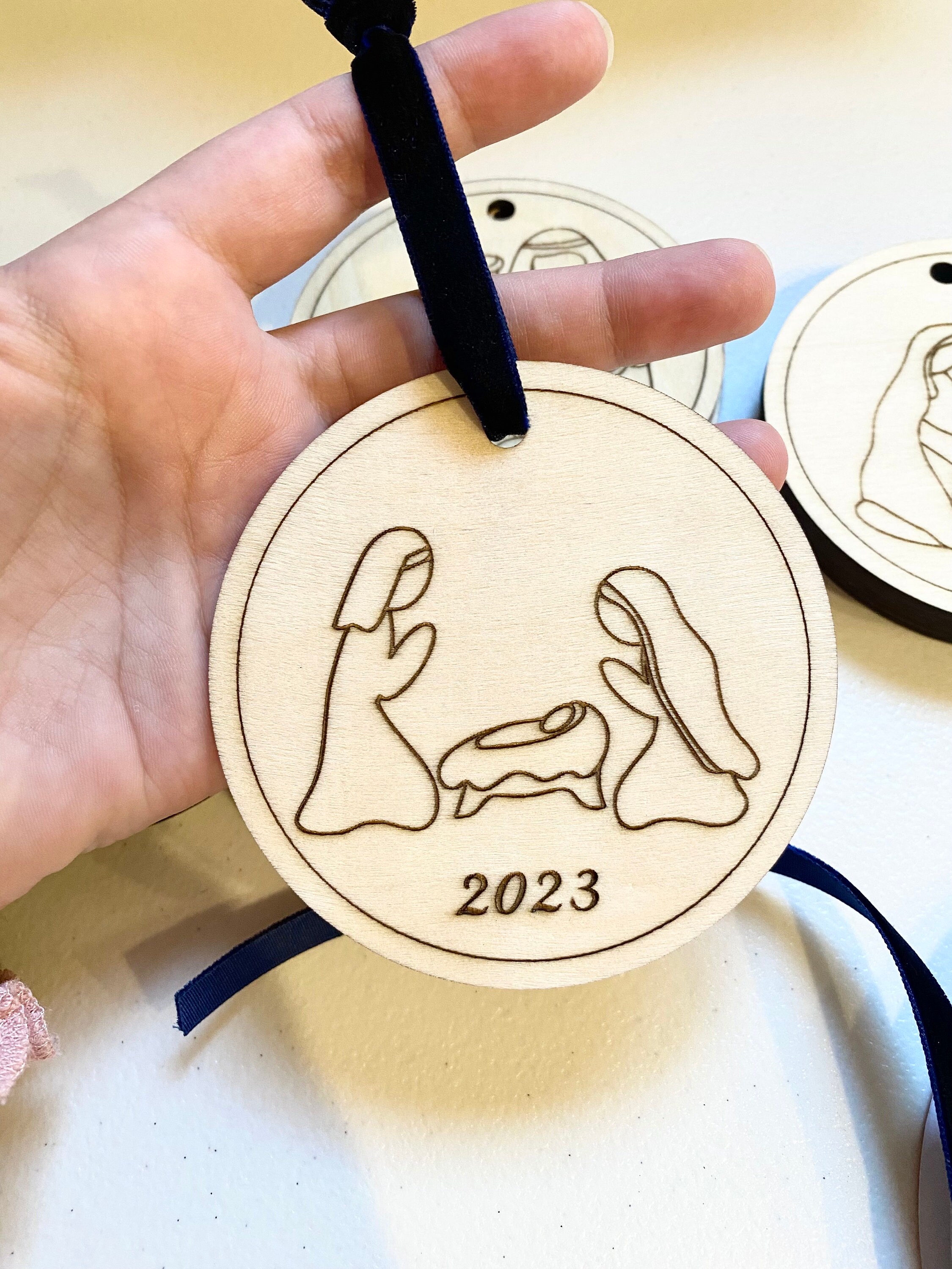 Wooden Nativity Christmas Ornament Minimal Neighbor Christmas Gift Ornament Ministering Holiday Gift Nativity Ornament Manger Scene Ornament