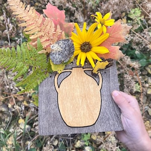 Actividad con tablero de flores y hojas de otoño para niños pequeños, idea de actividad de otoño para decorar con tablero de flores, juguete de madera con hojas de otoño