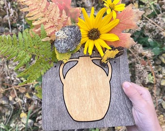 Tablero de flores con hojas de otoño para niños pequeños, juguete de madera con hojas de otoño para decorar con flores