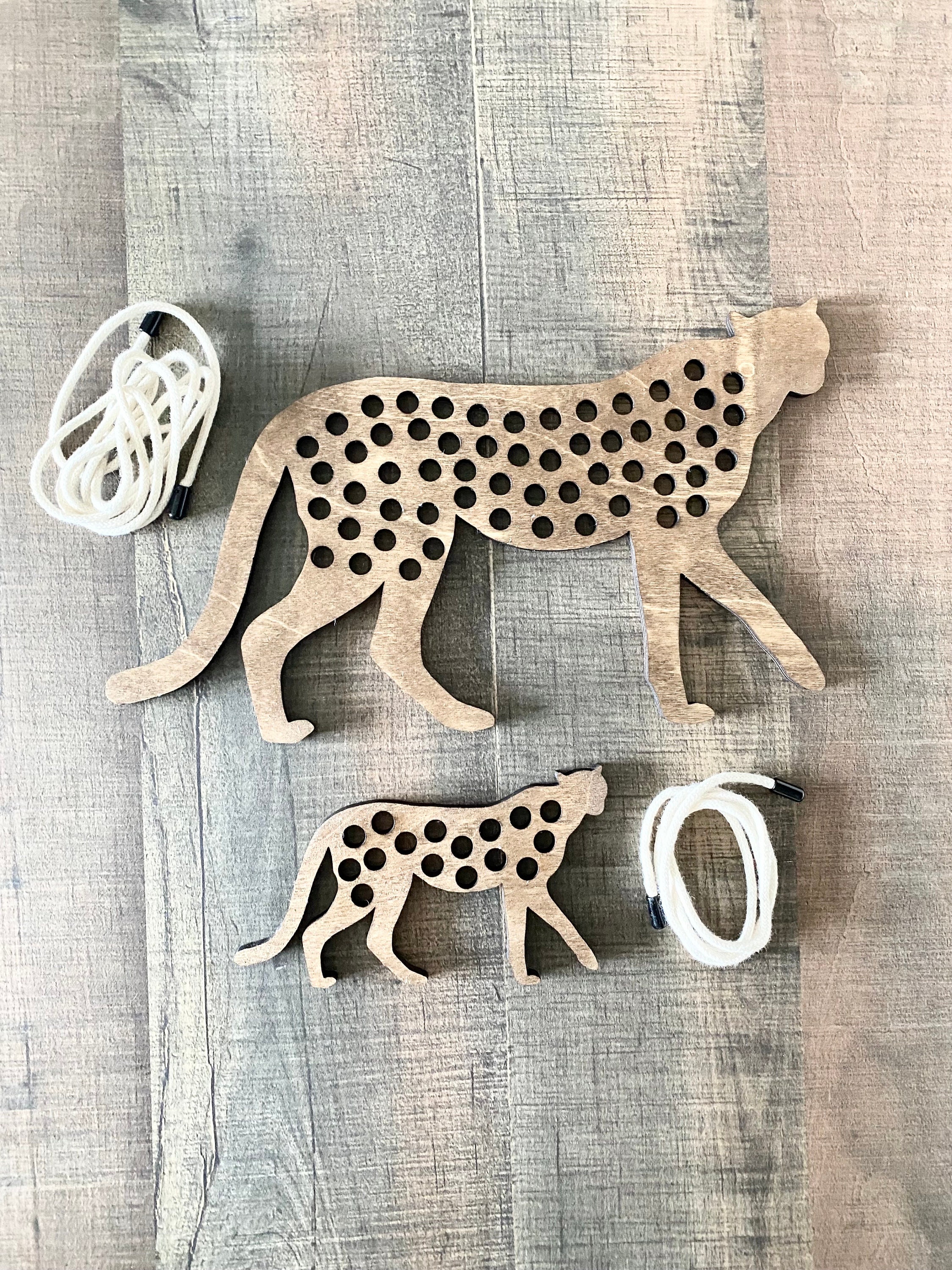Cheetah Lacing Toy Handmade In Usa Threading Hand Work Montessori Photo Inspiration