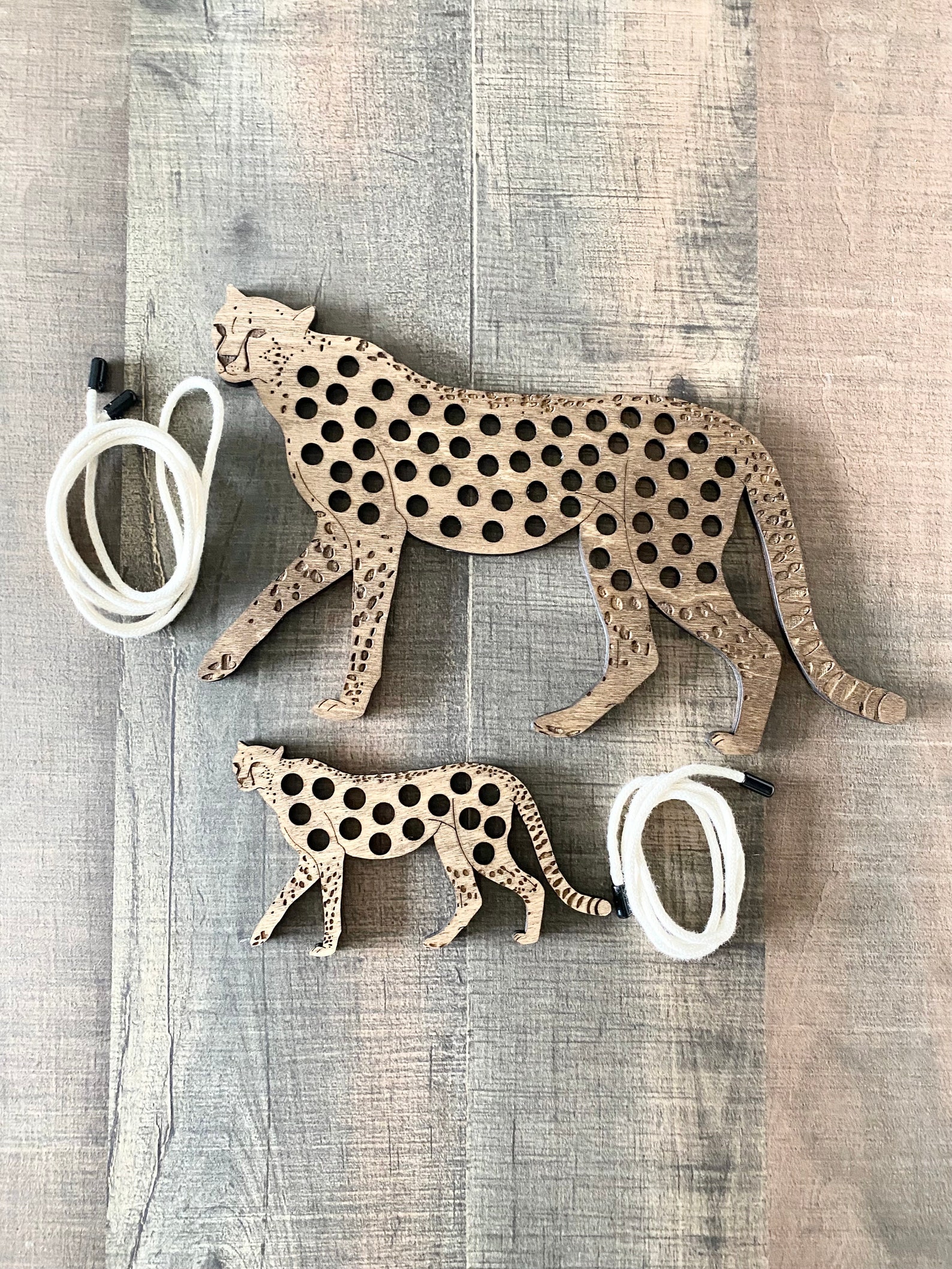 Curated visual reference: Kid Friendly Bow Lacing Aids For Decorative And Functional Lacing Reference: Cheetah Lacing Toy Handmade In Usa Threading Hand Work Montessori