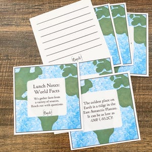 Ensemble de 11 cartes d'information sur la boîte à lunch du monde, avec carte d'information sur le thème du monde pour le déjeuner, petite note sur le thème de la planète, ensemble de 11 cartes pour enfant