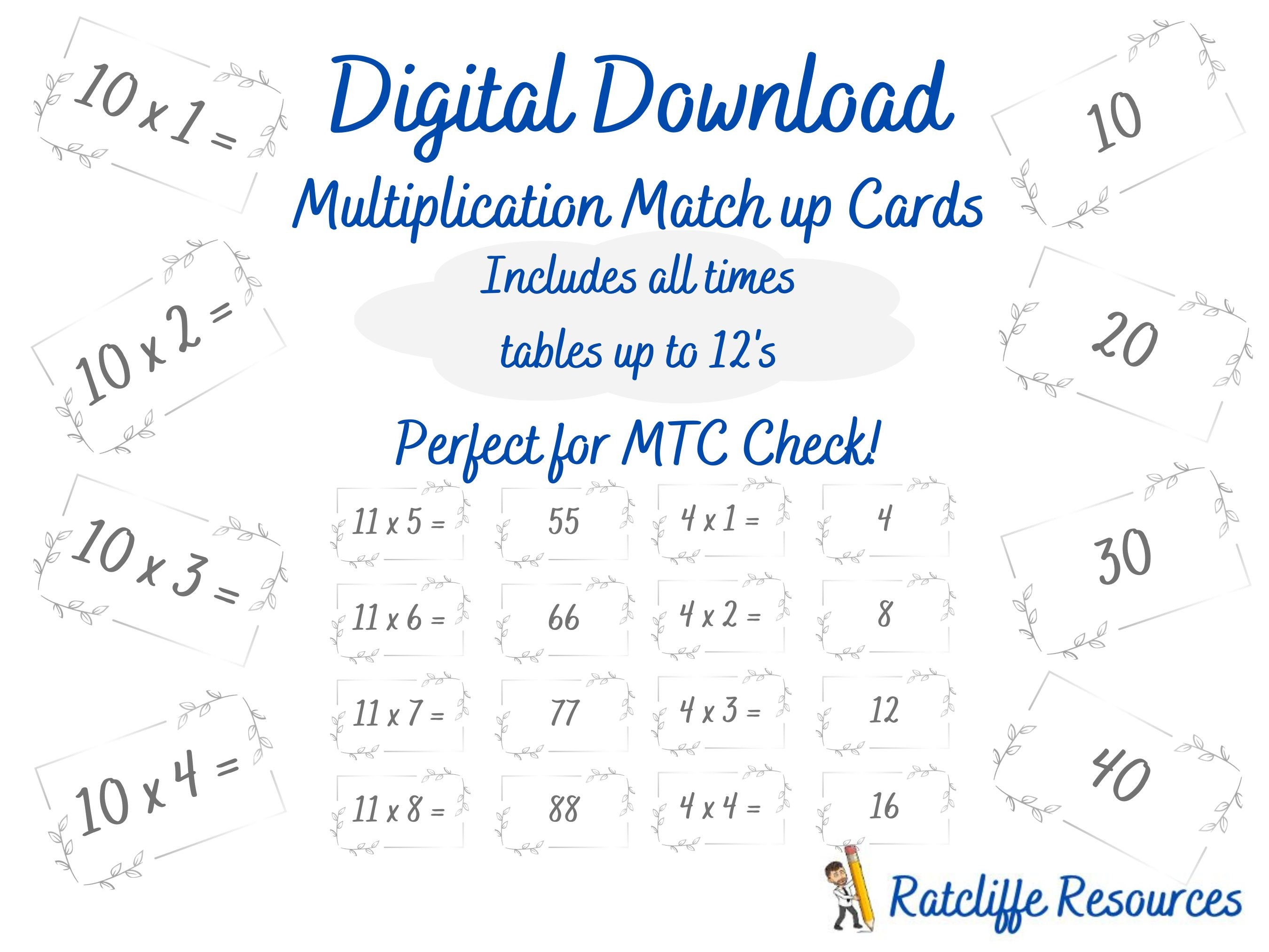 Times Tables Match-up Cards - Etsy