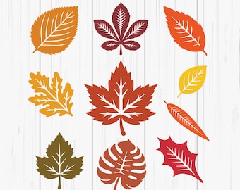 Fall Leaves SVG Bundle: Vector Clipart, Laser Cut Files (Digital Download)