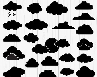 Cloud SVG Bundle: 25 Vector Cut Files (Digital Download)