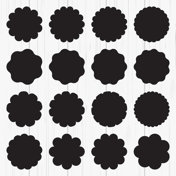 Scallop circle SVG, Scallop tag svg, Scallop photo frame, Circle frame, Cercle Cricut, Scallop shape, digital Laser cut file, PNG, Dxf, Jpg
