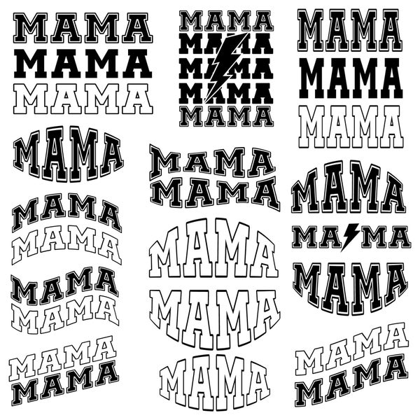 Mama Varsity SVG, Mama Lightning Svg, Mama Bolt Png, Mama Varsity Font svg, Mom Png, Mama cut file, Cricut Cut File, Silhouette , Dxf File,