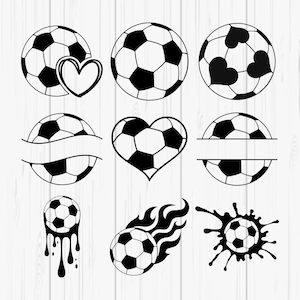 Soccer Ball SVG Bundle: Monogram, Heart, Flame Designs (Digital Download)