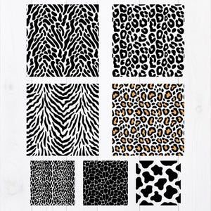 Seamless Animal Print Pattern SVG Bundle: Leopard, Tiger, Cow (Digital Files)