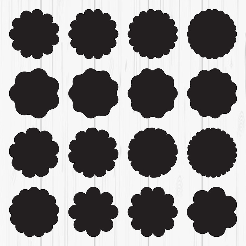 May include: Set of 15 black scalloped circle shapes, perfect for crafting projects, scrapbooking, or adding a decorative touch to your designs.
