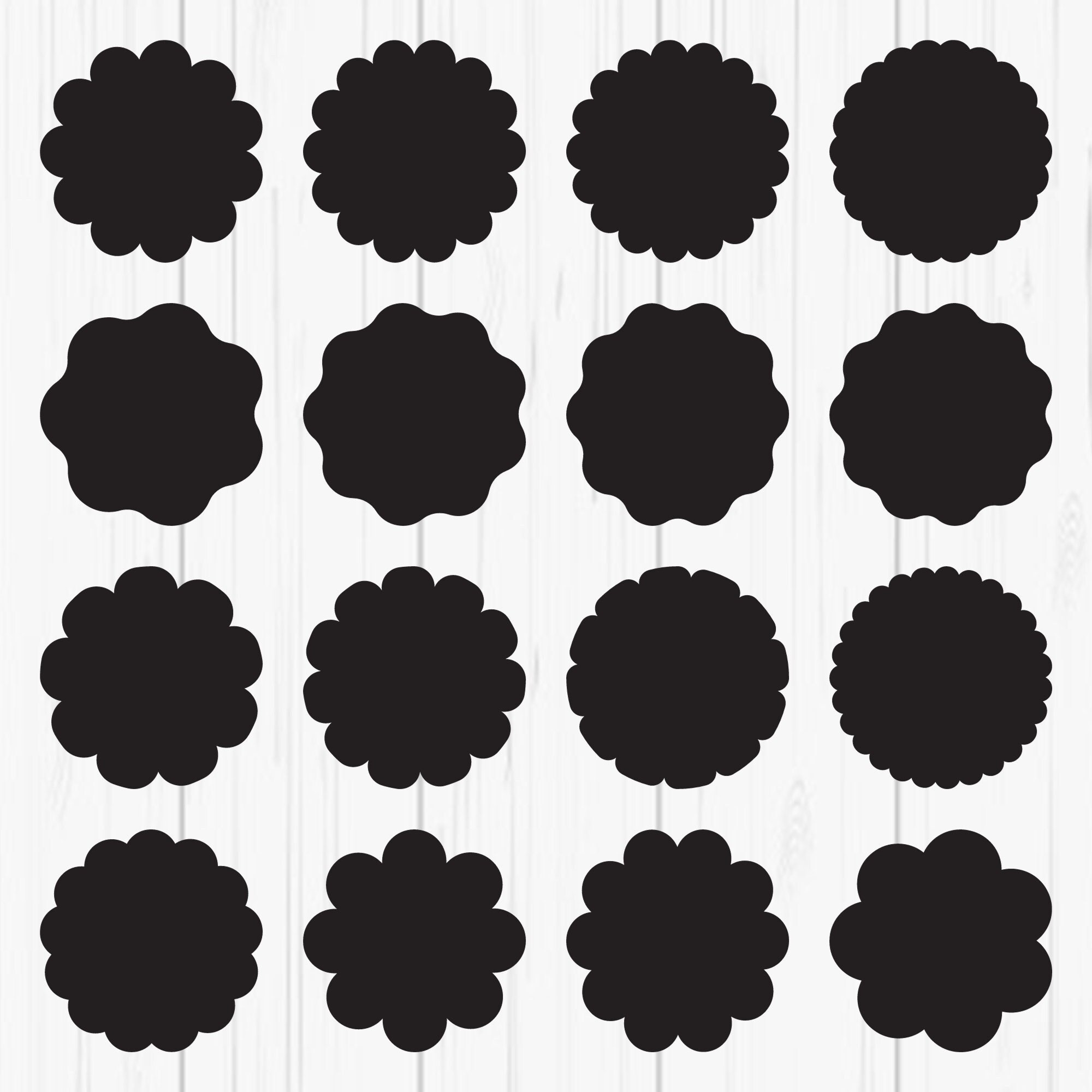 Scallop Circle SVG Bundle: Tag & Frame Laser Cut Files (digital ...