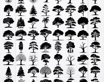 Tree Silhouette SVG Bundle: Forest Clipart, Laser Cut Files (Digital Download)
