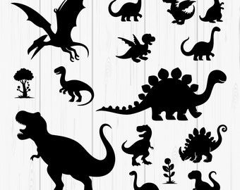 Dinosaur SVG Bundle, T-Rex Silhouette, Clipart (Digital Download)