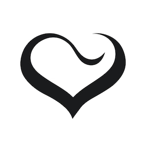 Open Heart in Black & White, Instant download, svg, png, eps, dxf, jpg, digital download, heart clipart, heart icon