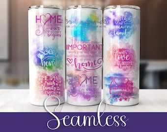 Family Home Tumbler Wrap: Seamless Sublimation Design (PNG, JPG)