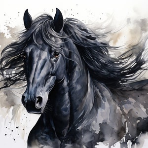 Aquarell Friesenpferd
