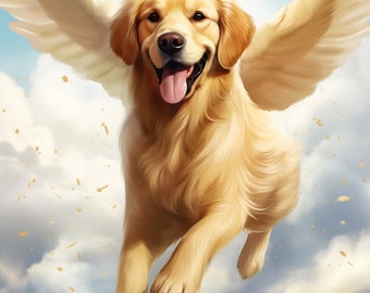 Golden Retriever With Angel Wings