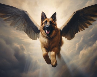 German Shepherd With Angel Wings