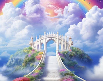 Floral Stairway To Heaven With A Rainbow