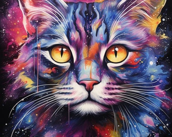 Colorful Galaxy Cat