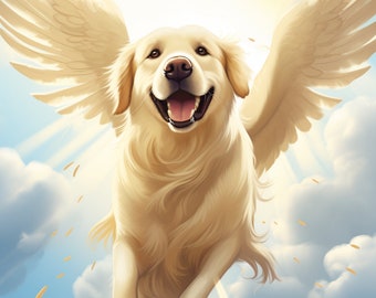 Golden Retriever With Angel Wings - Etsy