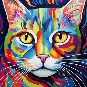 Abstract Colorful Cat