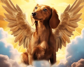 Brown Dachshund With Angel Wings
