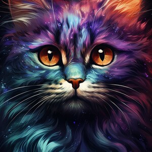 Colorful Abstract Galaxy Cat