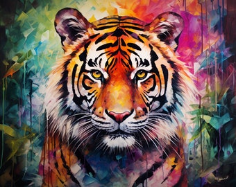 Colorful Watercolor Tiger
